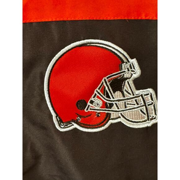 GIII Apparel Group NFL Browns Hooded Puffer Jacket Brown & Orange Size XL - Picture 4 of 11